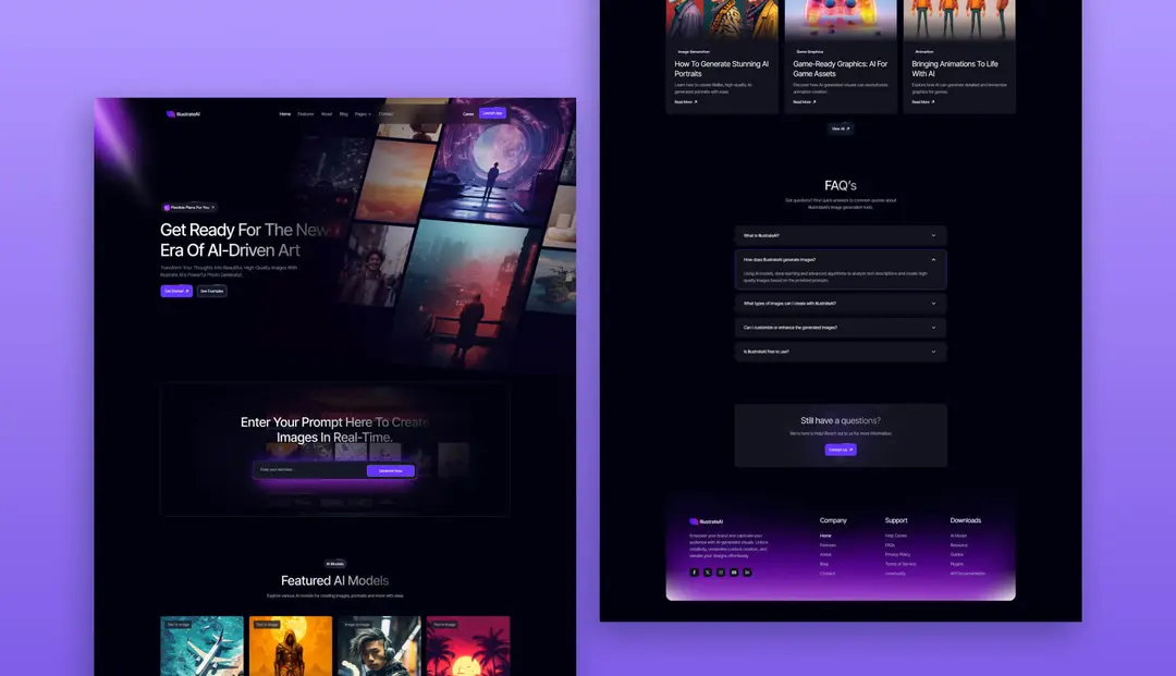 Șablon de site -uri de creare a fotografiilor AI AI Photo Creation Website Template