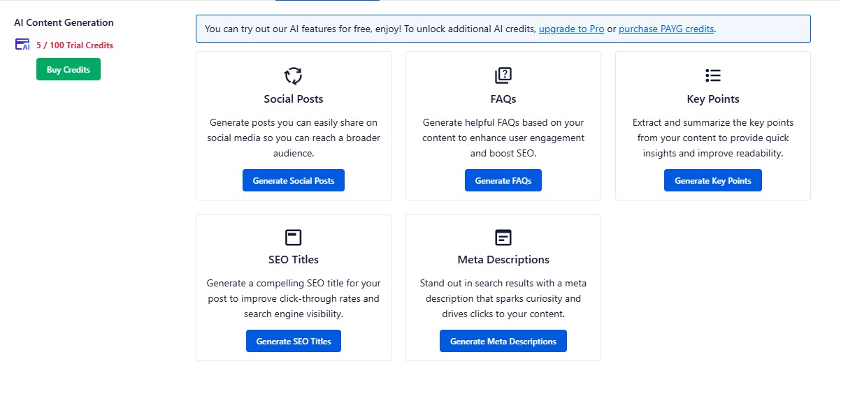 Generación de contenido AIOSEO AI