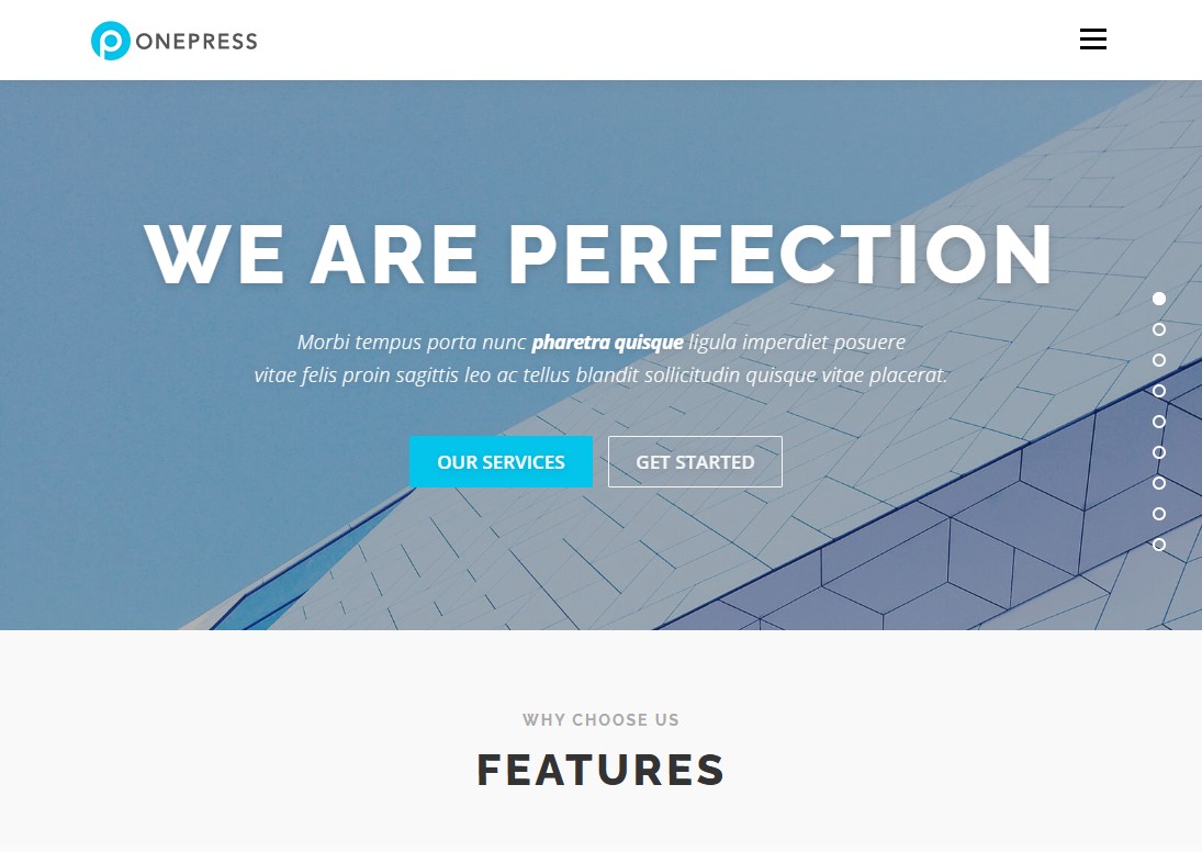 OnePress - Tema de WordPress de una página