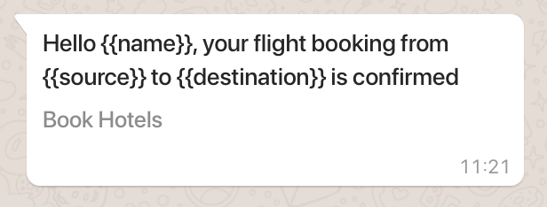 Plantilla de reserva de vuelo de WhatsApp