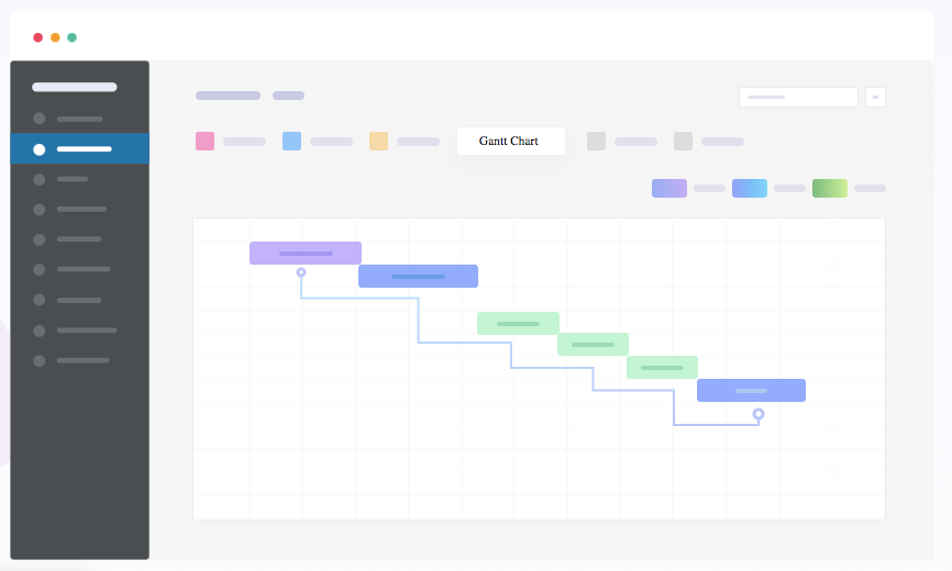 O gráfico de Gantt destaca o caminho crítico