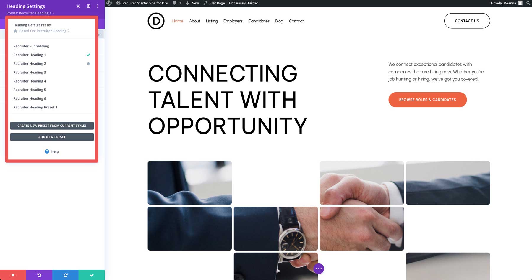 Recruiter Starter Site pentru Divi