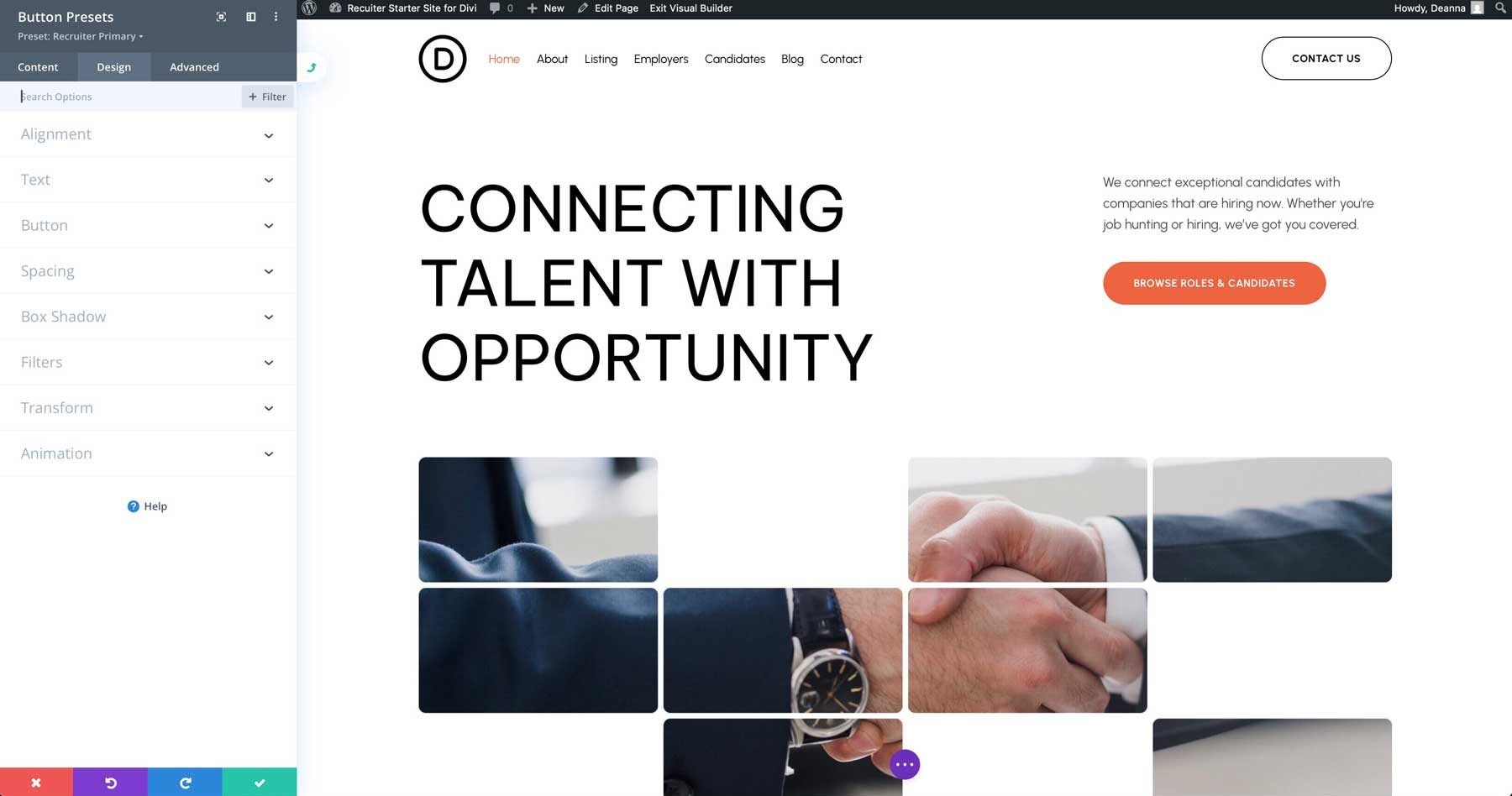 Recruiter Starter Site pentru Divi