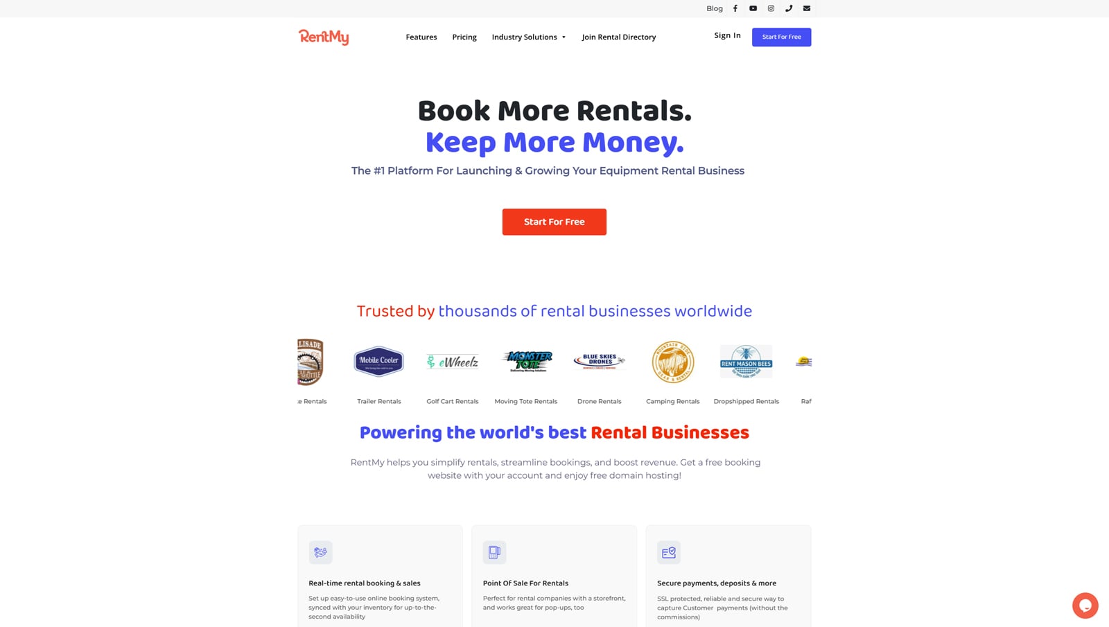 예약 규칙 커스터마이징이 포함 된 또 다른 임대 플랫폼 WordPress 플러그인 Rentmy의 그림.