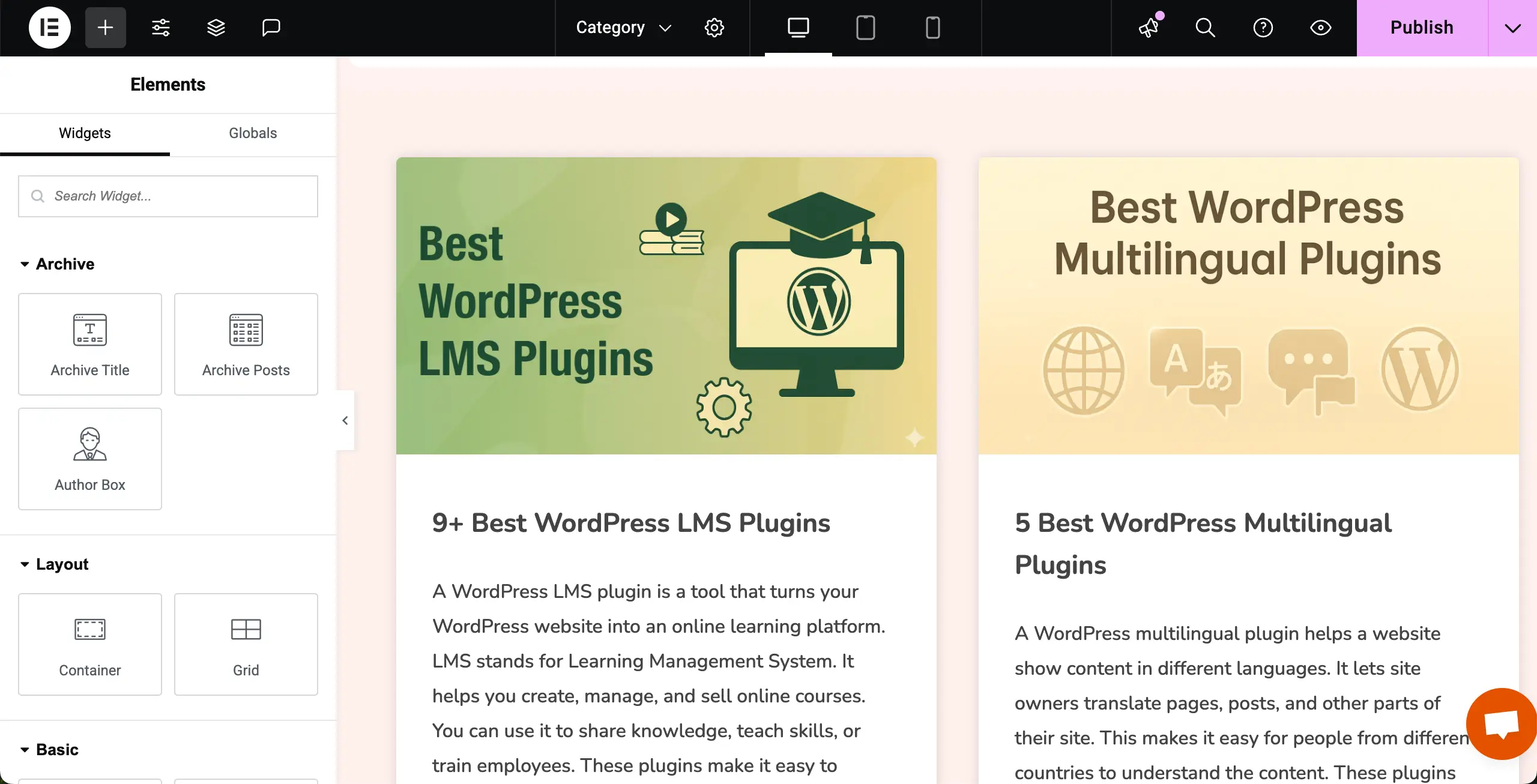 如何使用Elementor 22在WordPress中按類別顯示博客文章 Stylize the Archive Posts widget
