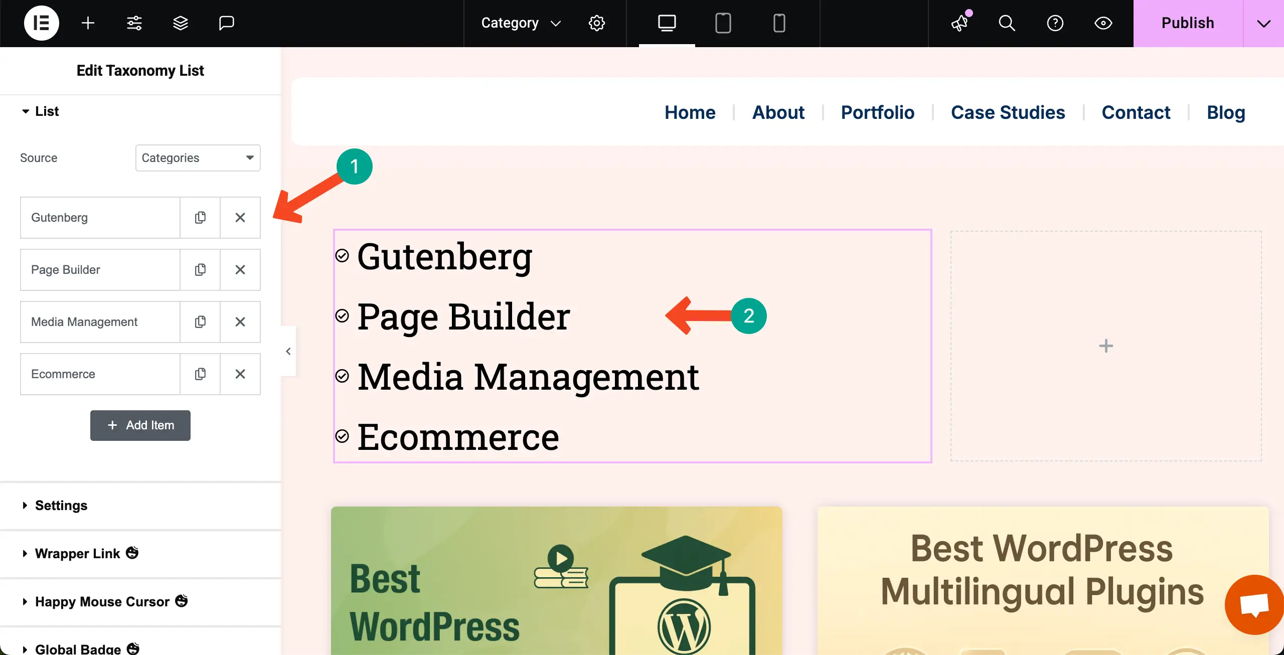 如何使用Elementor 28在WordPress中按類別顯示博客文章 Categories added