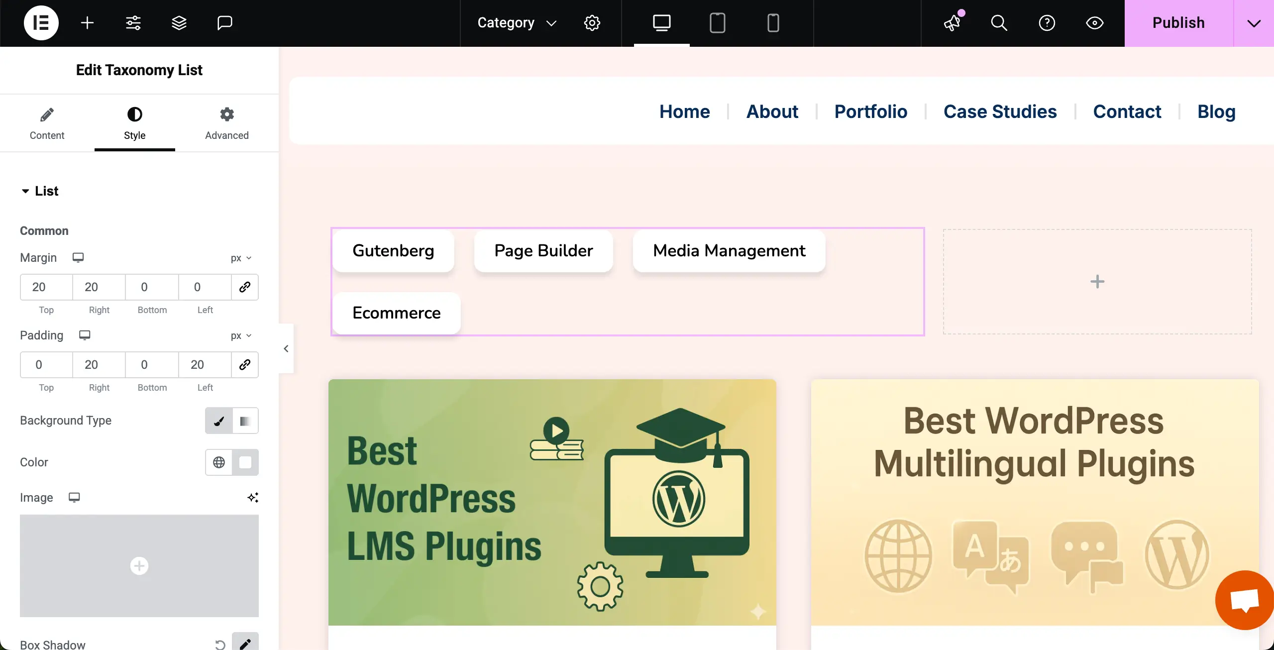 如何使用Elementor 30在WordPress中按類別顯示博客文章 Stylize the Taxonomy Lists widget