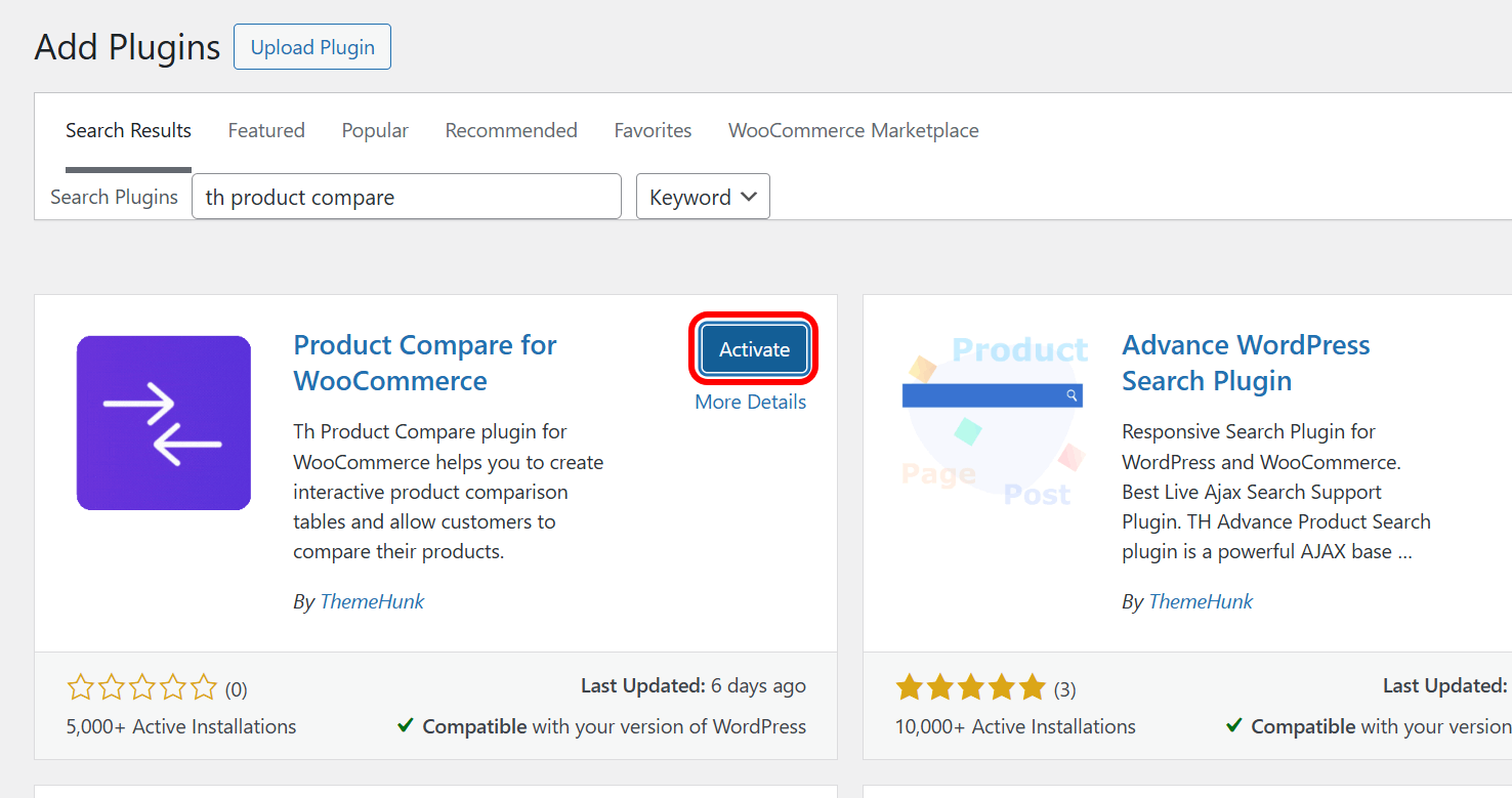 B2B WooCommerce?為什麼產品比較是必不可少的功能5 Compare activate