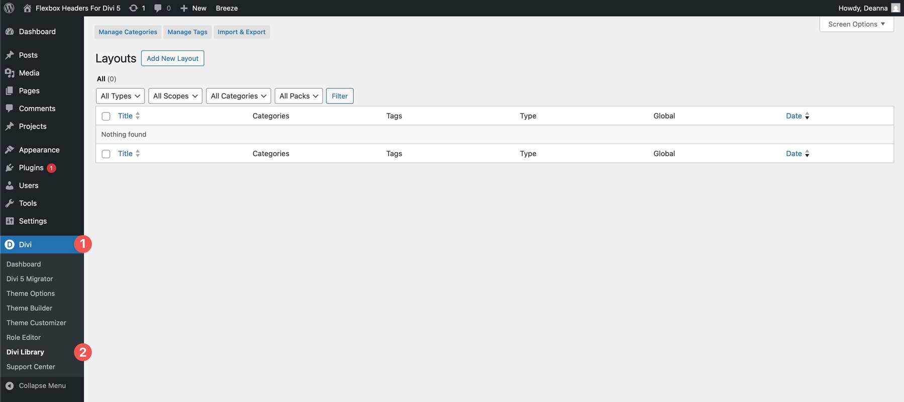 flexbox footers สำหรับ divi 5