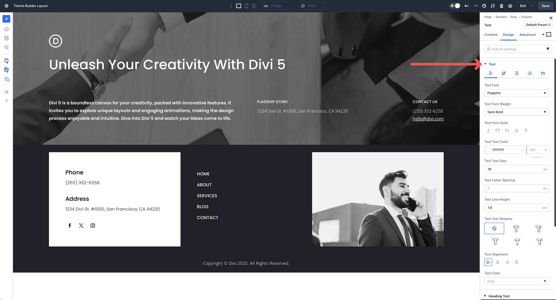 flexbox footers สำหรับ divi 5