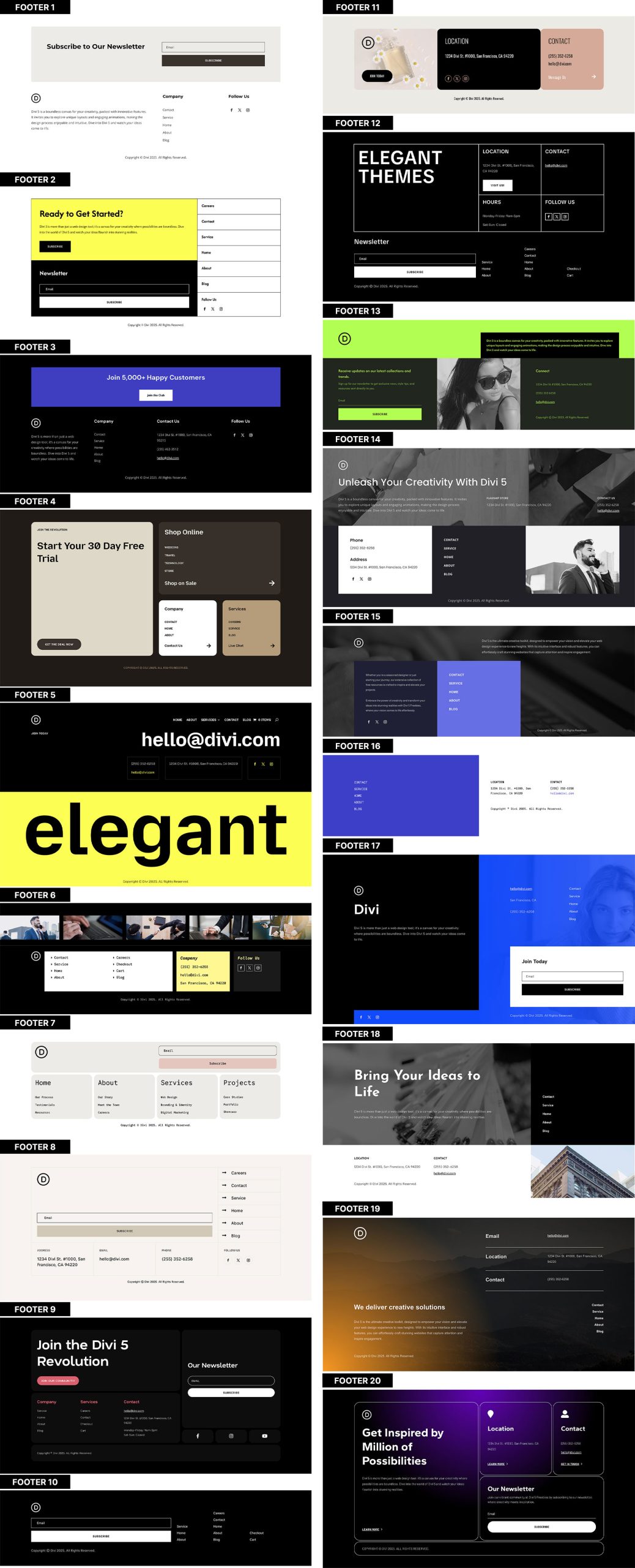 flexbox footers สำหรับ divi 5