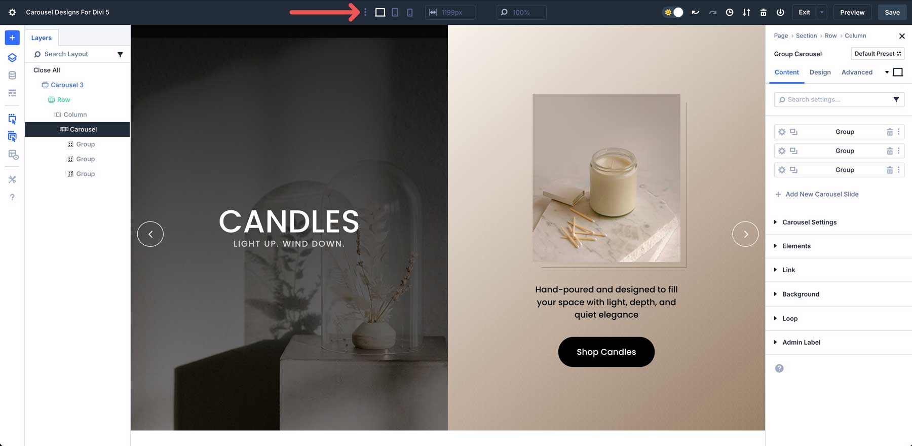 Divi 5のカルーセルデザイン