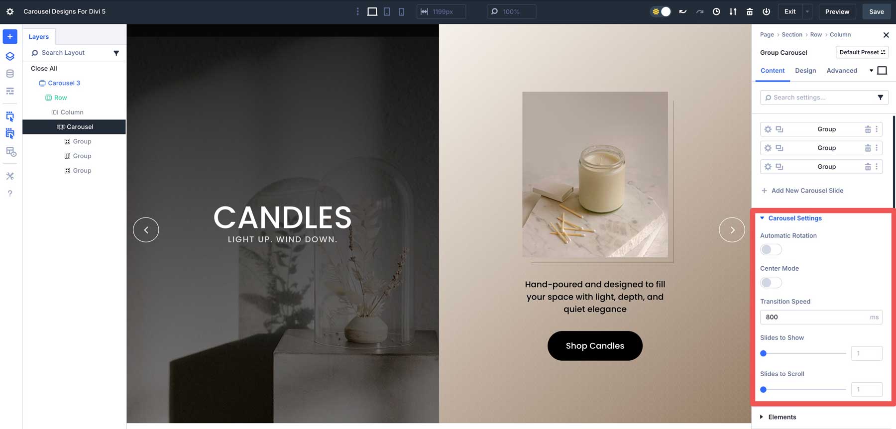 Divi 5のカルーセルデザイン