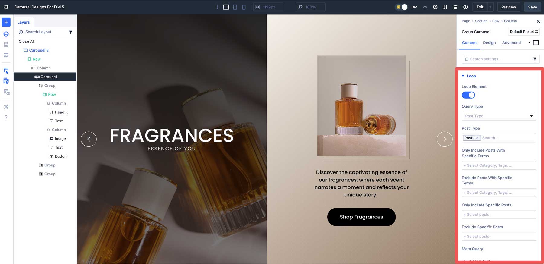 Divi 5のカルーセルデザイン