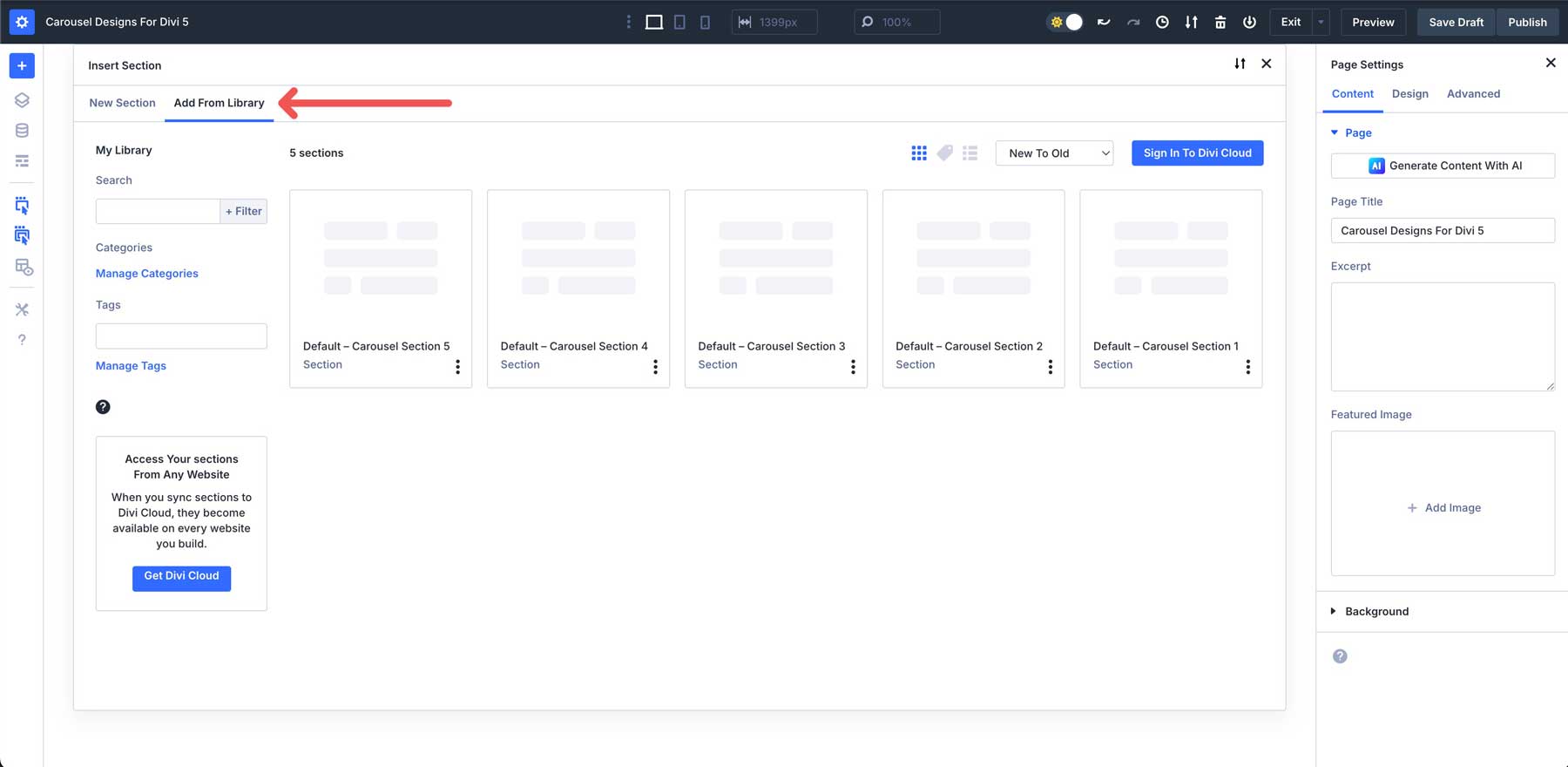 Divi 5のカルーセルデザイン
