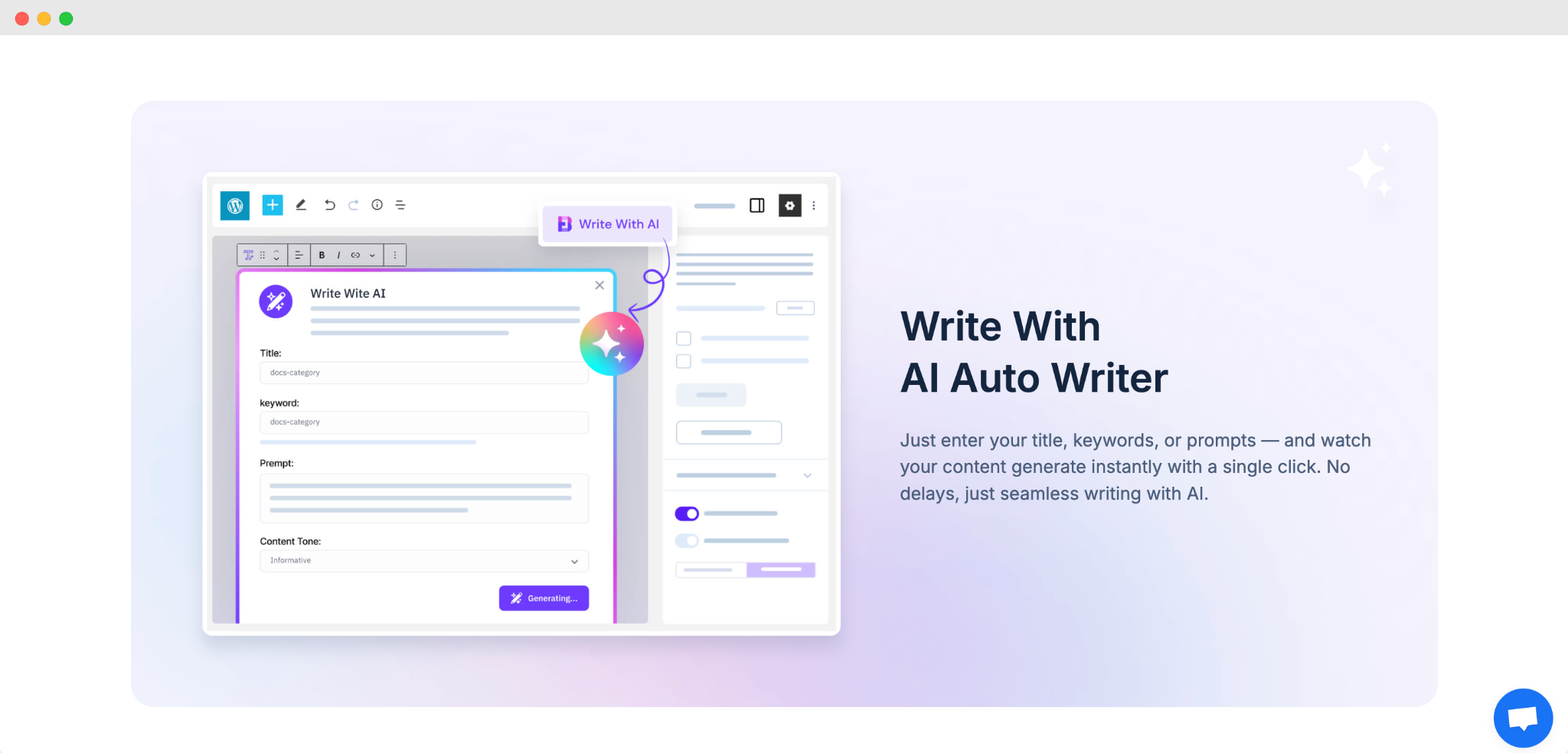 Write with AI in Gutenberg block library