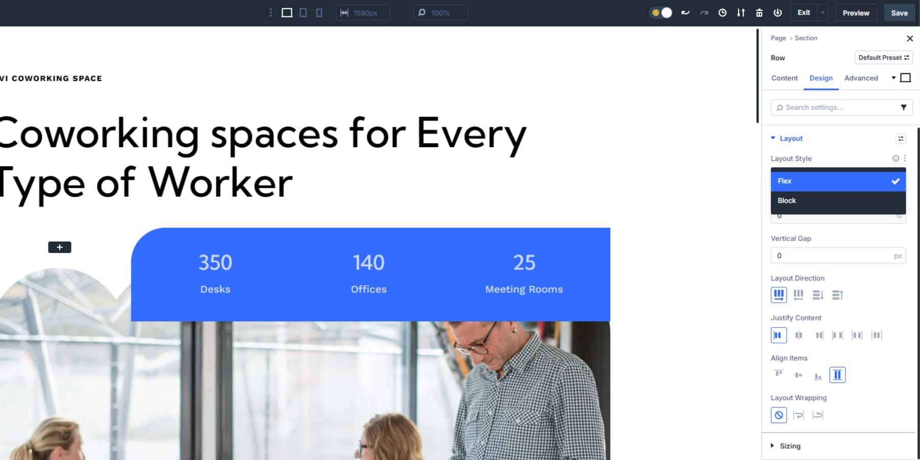 O captură de ecran a diferitelor machete gata Flexbox disponibile în Divi 5