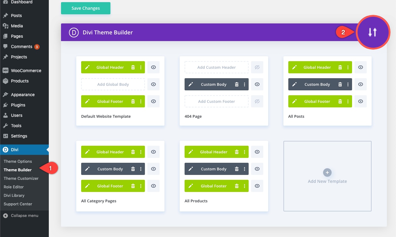 Options de portabilité du générateur de thème Divi