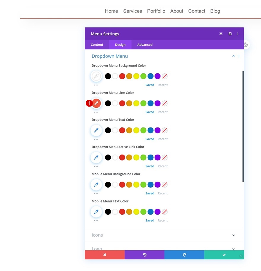 شريط القوائم العائم