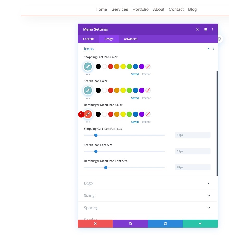 شريط القوائم العائم