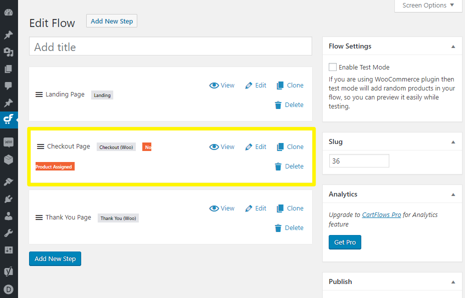 Cartflows şablonu ödeme sayfasını bulma.