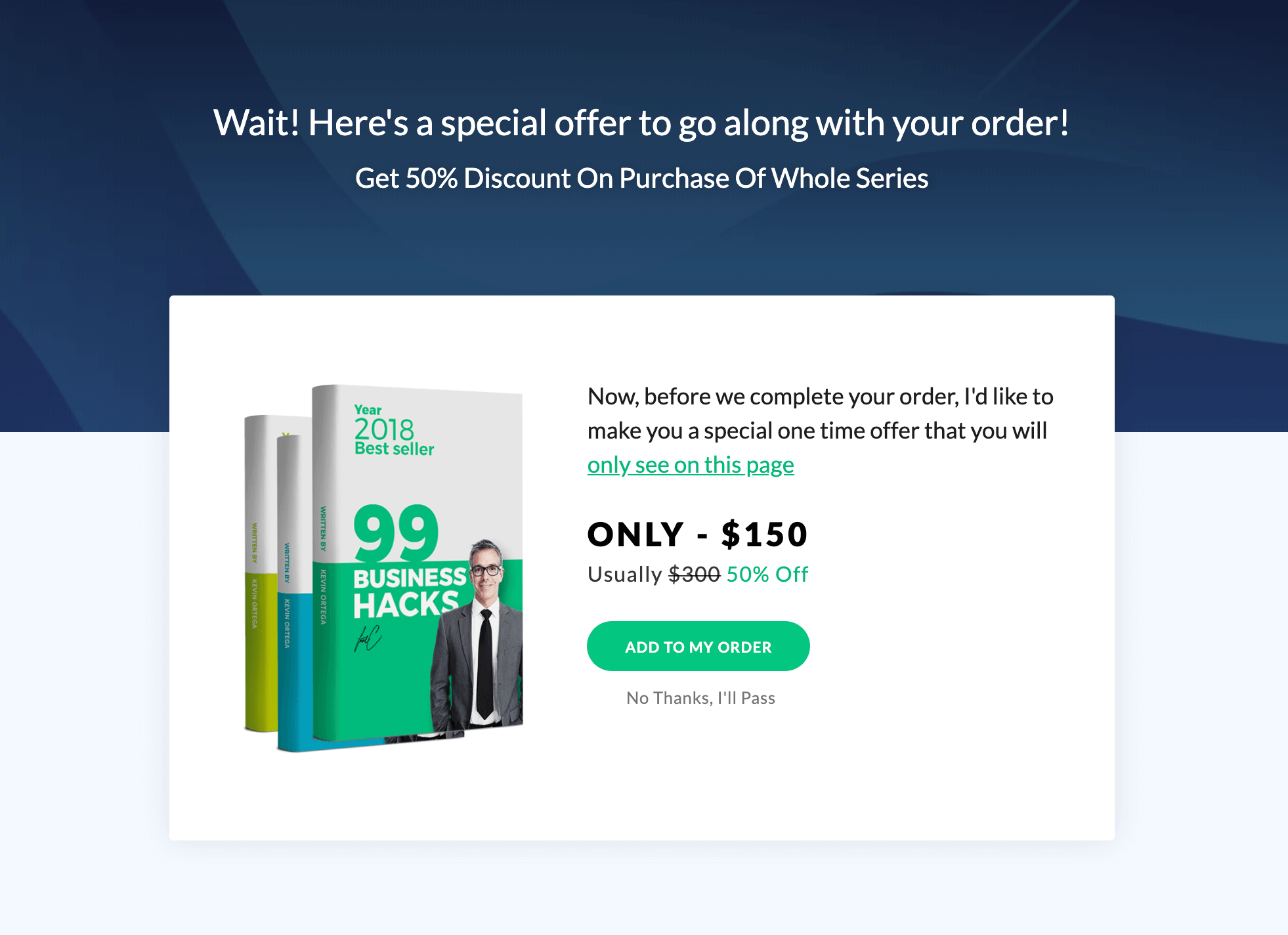 Cartflows'tan bir üst satış sayfası şablonu örneği.