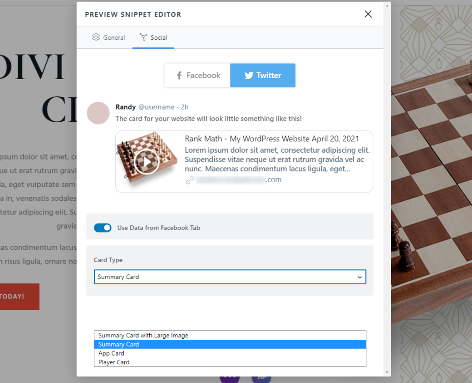 Pré-visualizar a aba social do fragmento