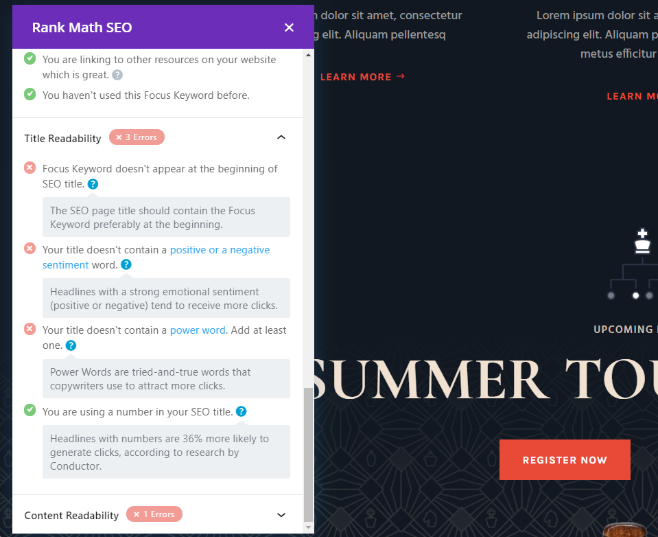Legibilidade do título