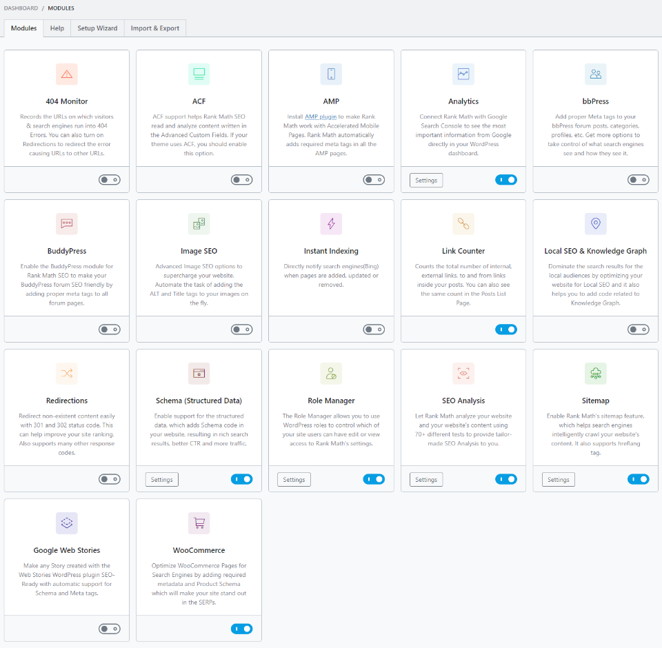 Habilitar Módulos de Matemática de Classificação