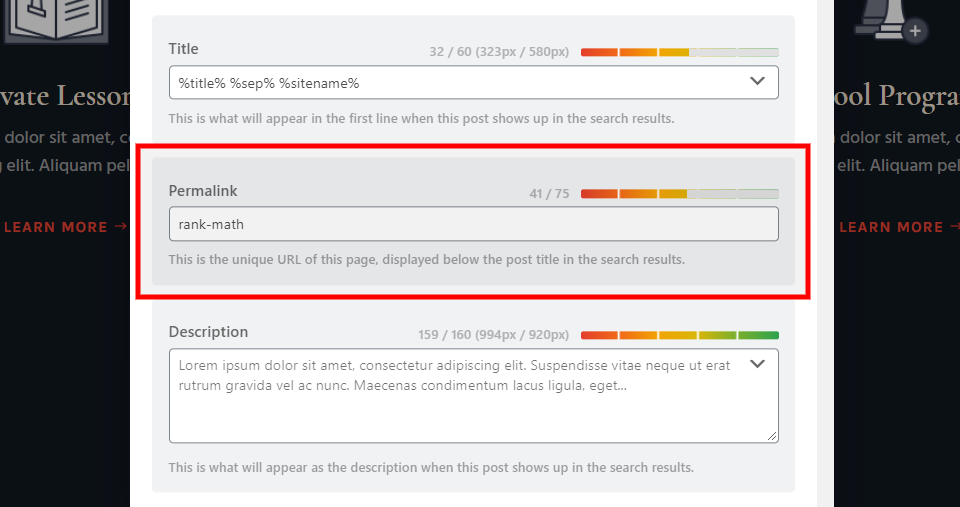 Link permanente de visualização de matemática de classificação