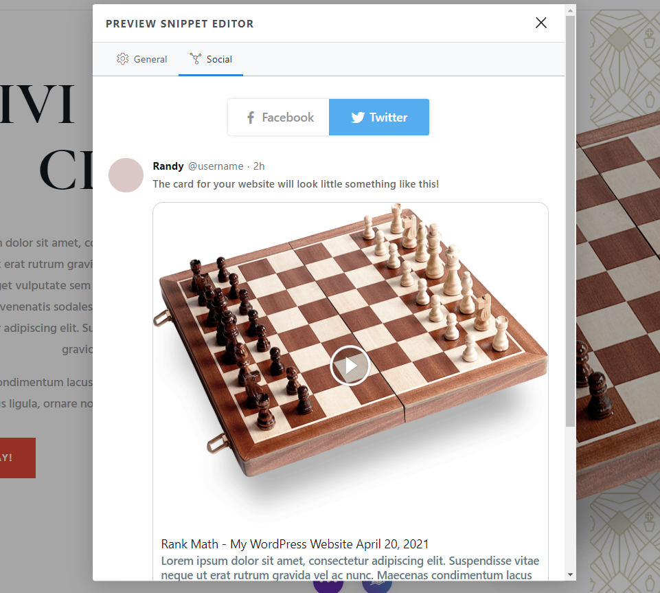 Pré-visualizar a aba social do fragmento