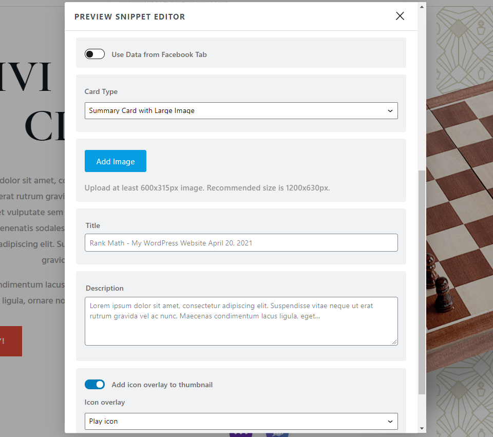 Pré-visualizar a aba social do fragmento