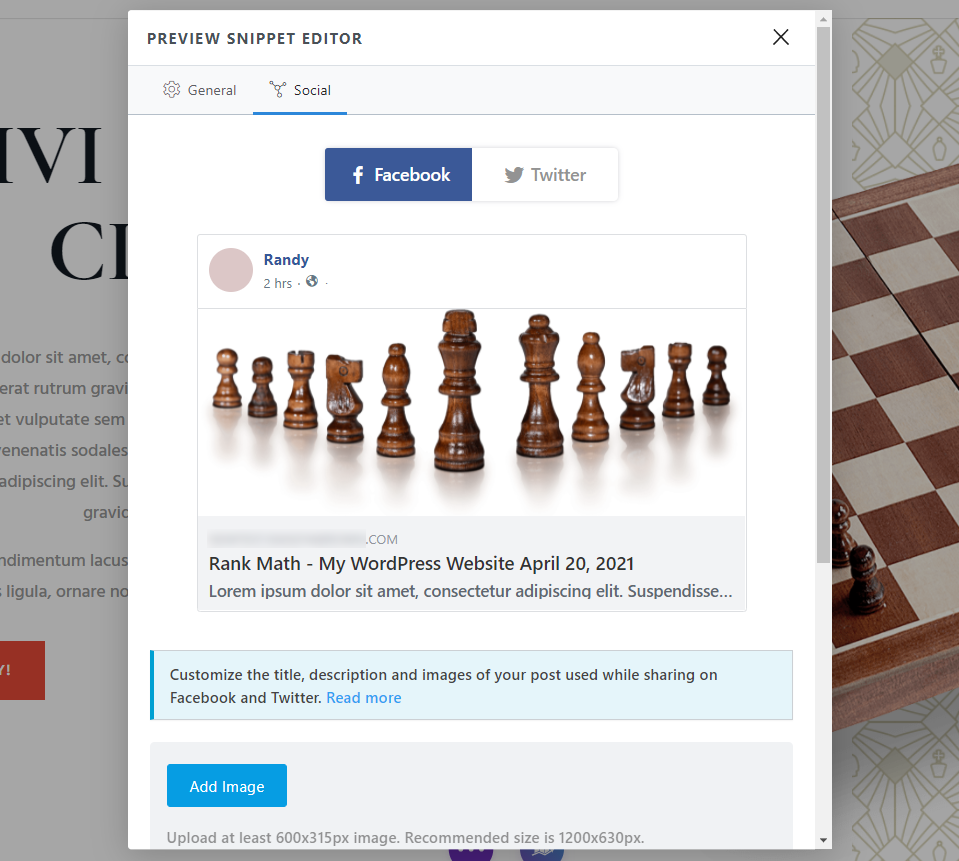 Pré-visualizar a aba social do fragmento