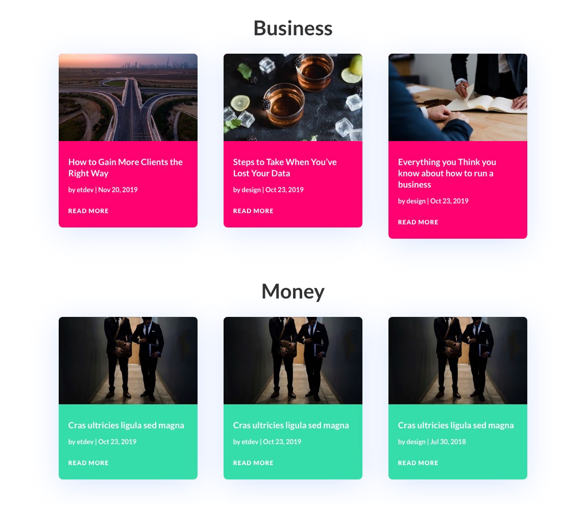 organiser le contenu des pages de blog dans Divi