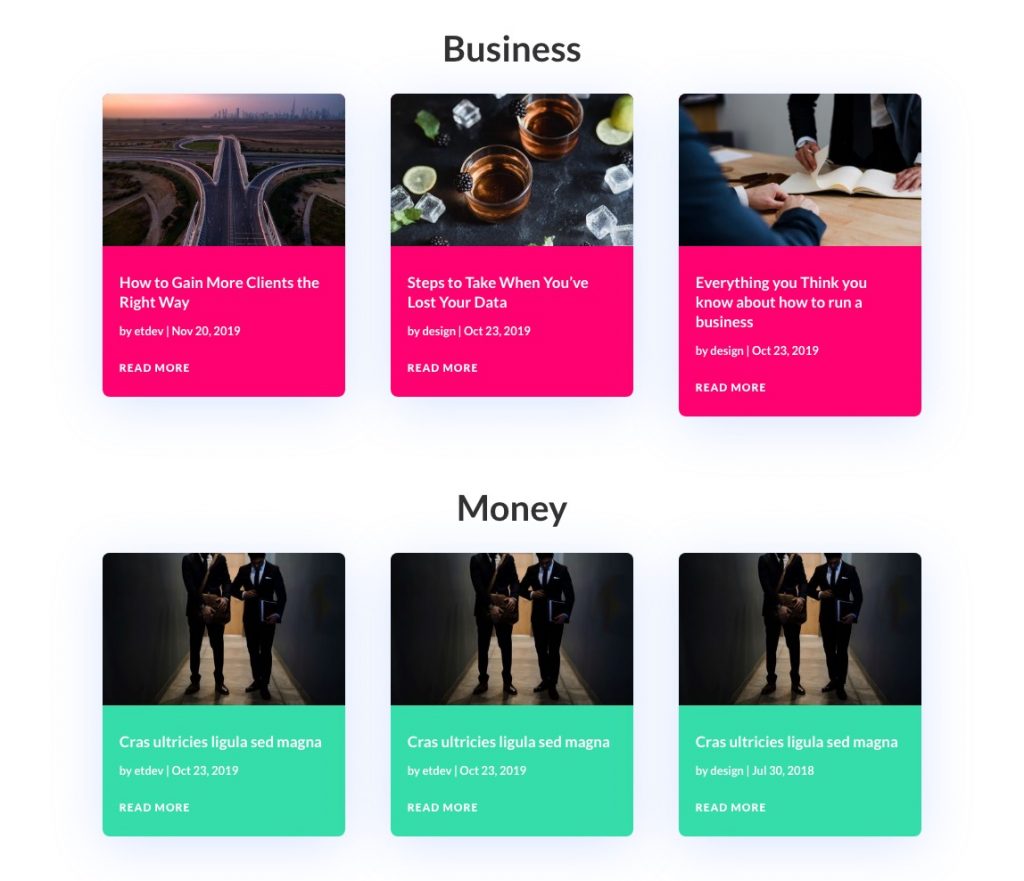 organiser le contenu des pages de blog dans Divi