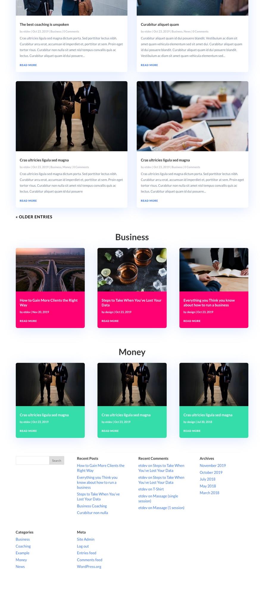 organiser le contenu des pages de blog dans Divi