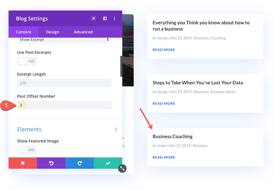 organiser le contenu des pages de blog dans Divi