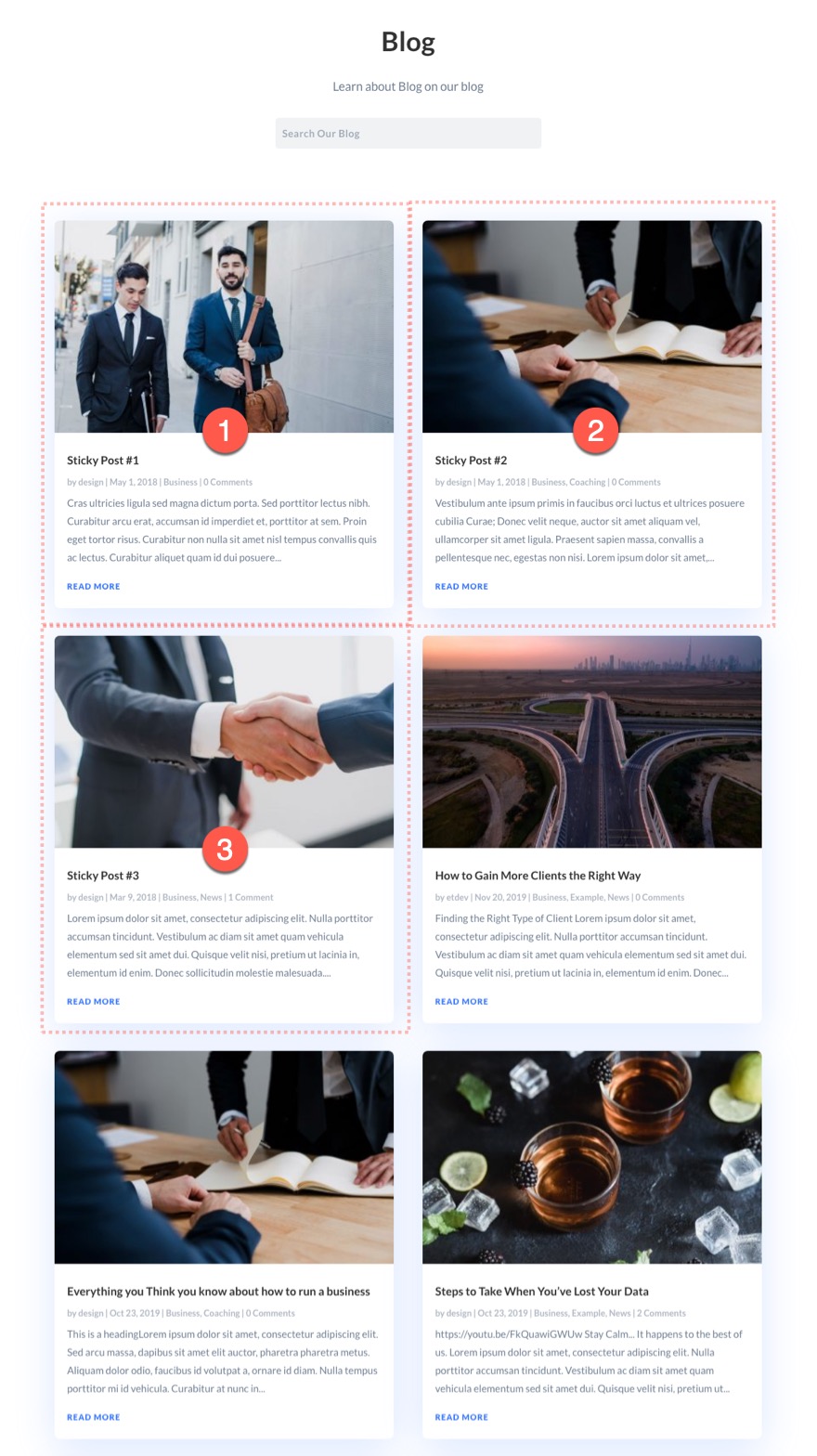 organiser le contenu des pages de blog dans Divi