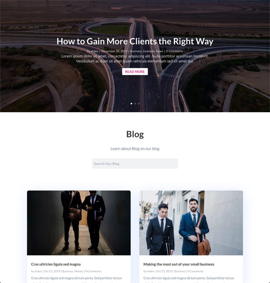 organiser le contenu des pages de blog dans Divi