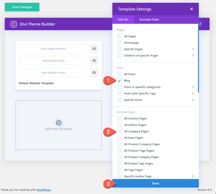 organiser le contenu des pages de blog dans Divi