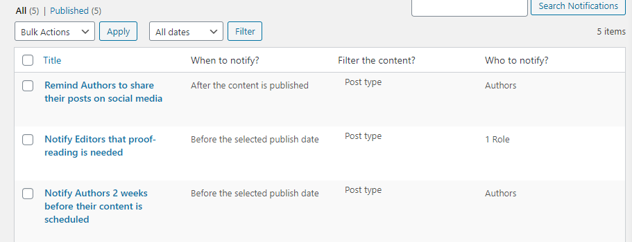 Некоторые примеры уведомлений PublishPress.
