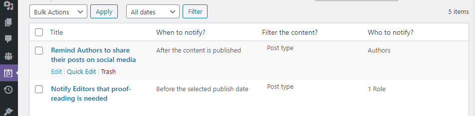 Редактирование уведомления.