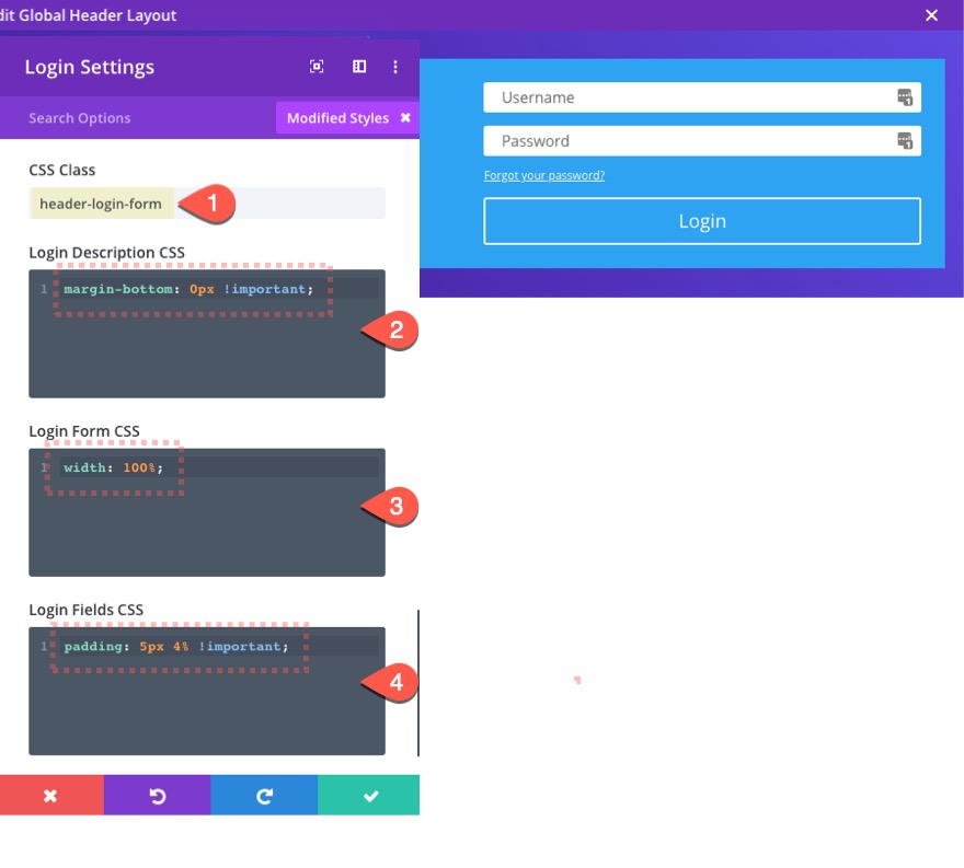 встроенная форма входа