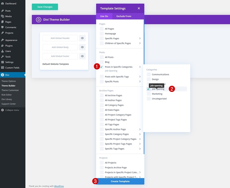 modèle de poste ouvert
