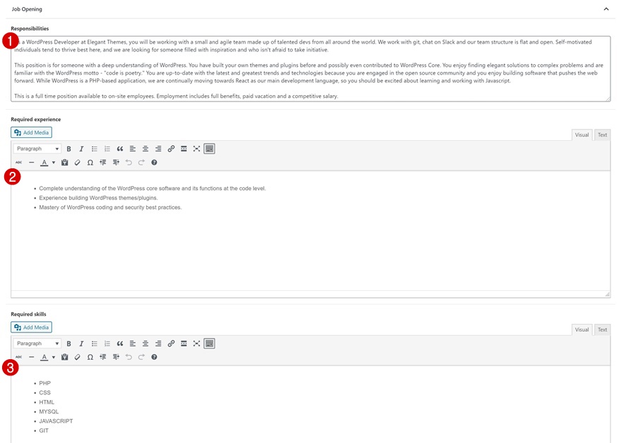 modèle de poste ouvert