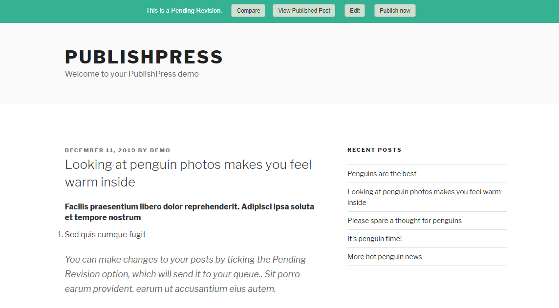 Visualizando uma revisão.