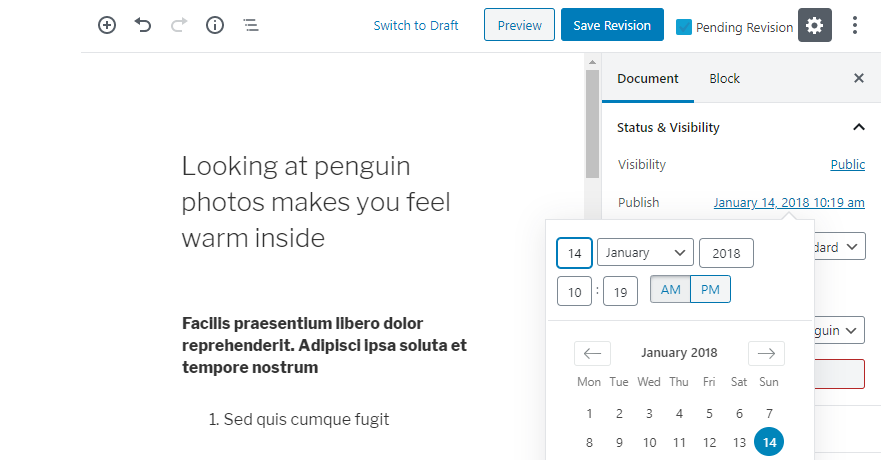 Definir uma data de publicação no futuro.