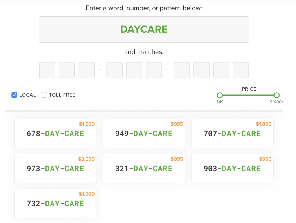 numéros de téléphone de vanité