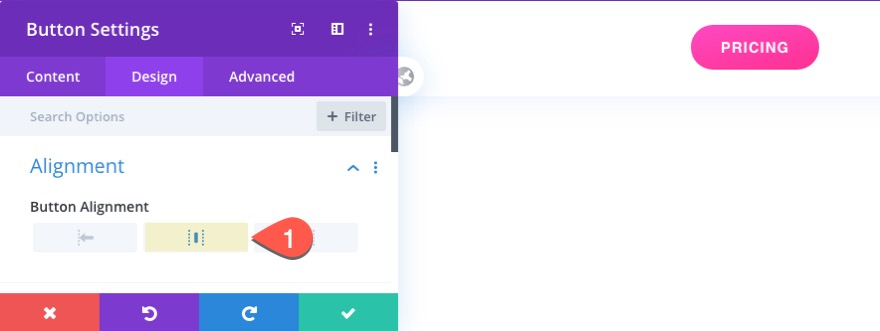Animasi tombol tertunda Divi