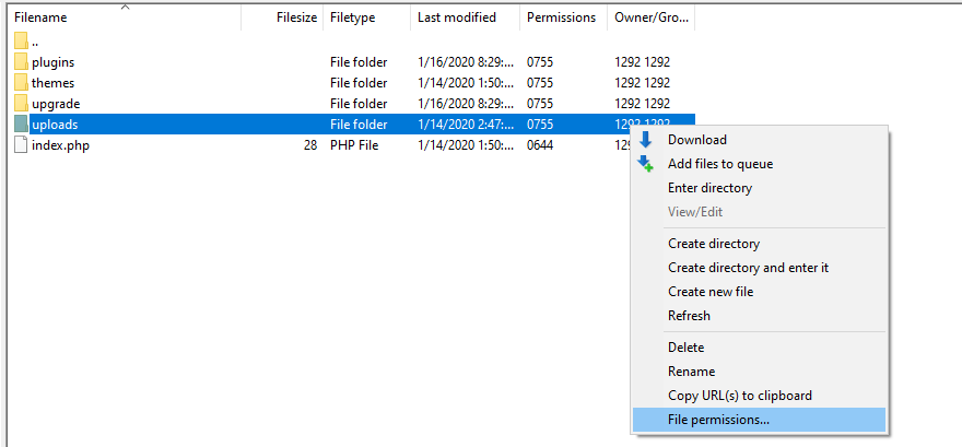 Modificarea permisiunilor pentru folderul dvs. de încărcare.